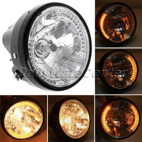 7 Inch H4 Round Motorcycle Headlight Turn Signal Light Flasher 35W 12V Amber LED Head Lamp Motorbike Moto Accessories
