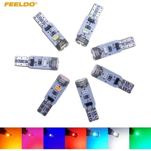 FEELDO 20Pcs Car T5 5led 3014 5SMD Auto Wedge Light Lamp Warning Canbus No Error Car LED Light 7-Color #FD-4024
