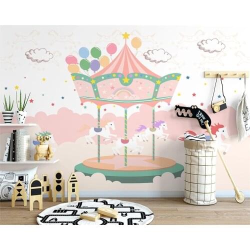 Beibehang Custom Nordic hand-painted fantasy modern carousel childrens room starry sky background papel de parede wallpaper