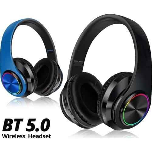 GUUGEI B39 Wireless Headset Bluetooth 5.0 Colorful LED Bass Stereo Music Wireless Headphones Ove-Ear Earphones With Mic for Mp3