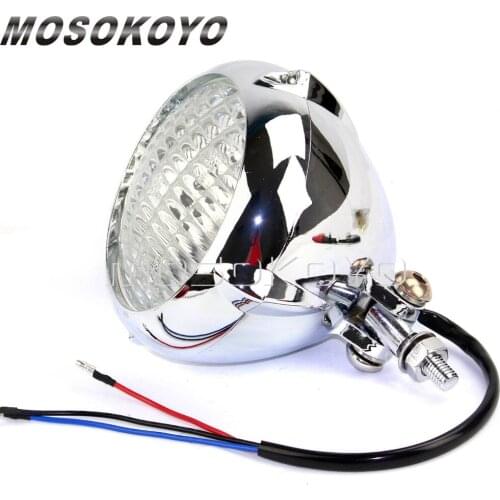 Chrome Clear 4-1/2" Headlight H4 High Low Beam Emark E4 4.5inch Front Lamp for Yamaha XS650 Bobber Chopper Cafe Racer Cruiser