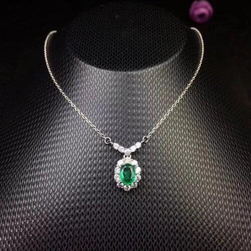 Classic natural emerald necklace, royal style, world famous gem, good quality, low price, 925 silver