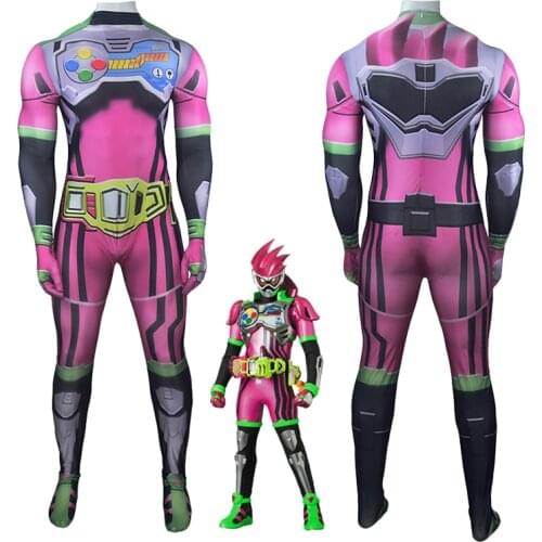 Japanese Anime Kamen Rider Ex-Aid Cosplay Costume Jumpsuit Adult Kids Unisex One-Piece Halloween Party Carnival Zentai Bodysuit
