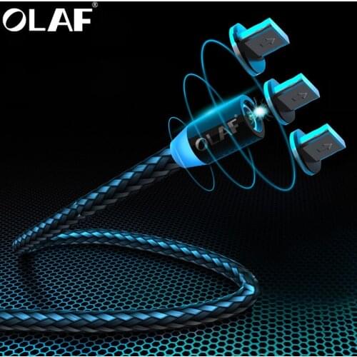 OLAF Magnetic USB Cable 1M 2M 8 PIN Fast Charging USB Cable For iPhone 6 7 8 Plus X XR XS XSMax Magnet LED Charger Wire Cord