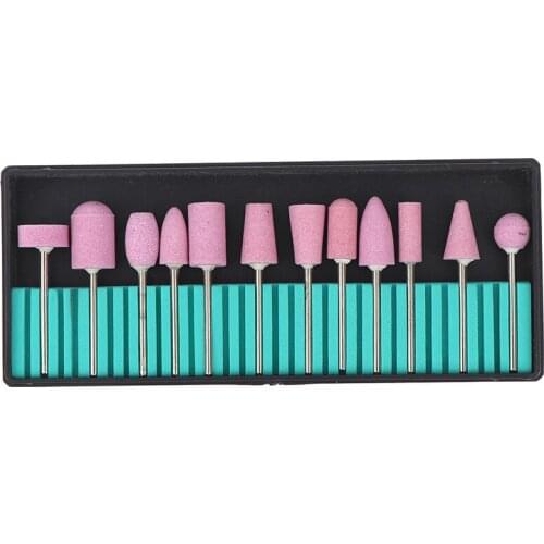 12pcs 2.35 Quartz Scrub Stone Nail Art Drill Bit Set Bit Replacement 3/32 Grinding Sanding Head Bits Manicure Pedicure Tools Kit