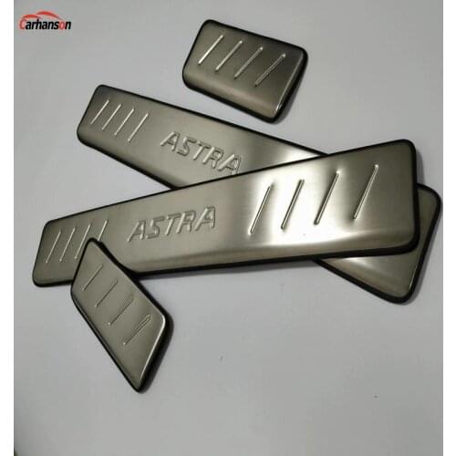 For Car-Styling Styling Accessories Opel Vauxhall Astra Door Sill Scuff Plates Stainless Steel Protector Car Sticker 2010-2017