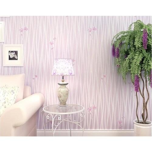 Beibehang high quality small flower living room non-woven wallpaper wavy striped floral bedroom wedding room 3d wallpaper roll