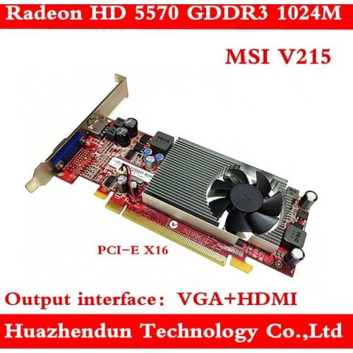 Original Video Card For Lenovo Radeon HD 5570 1G 128bit GDDR3 MSI OEM V215 VGA HD-MI Full-height baffle Graphics Card 5pcs