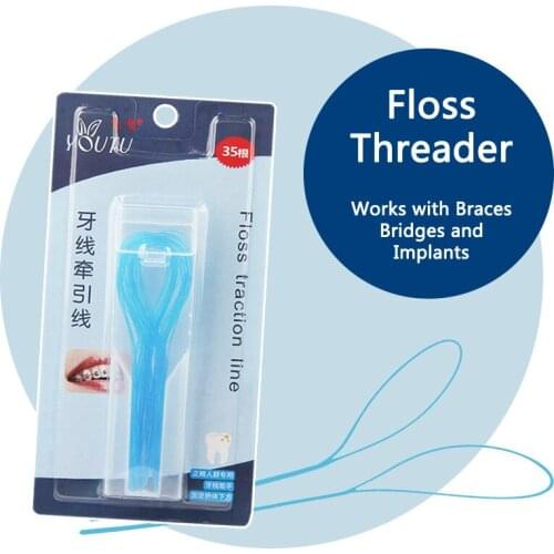 Orthodontic Dental Floss Threader Works with Braces Bridges Implants with Storage Case 35 Count