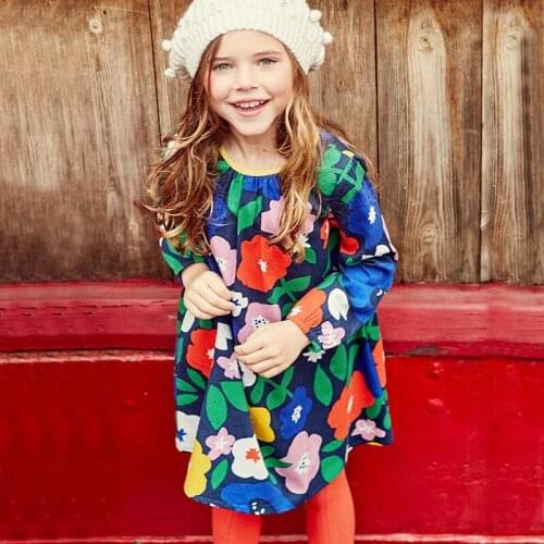 2020 Fall Fashion Toddler Kids Baby Girl Floral Print Cartoon Animal Princess Dress Casual Outfits