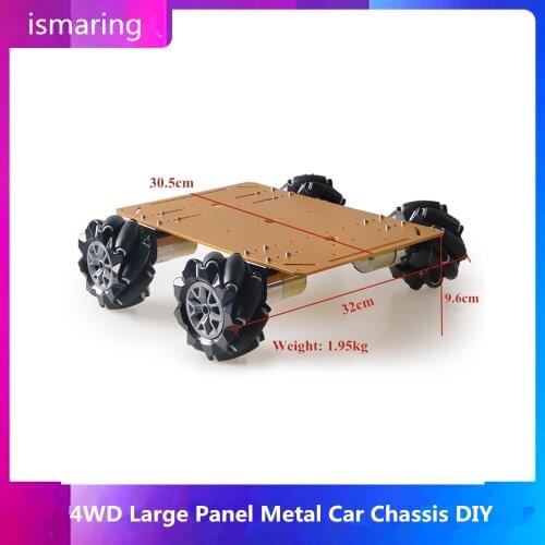 4WD Large Panel Metal Car Chassis DIY Mobile Robot Platform Remote Control Kit 4pcs High Torque Motors