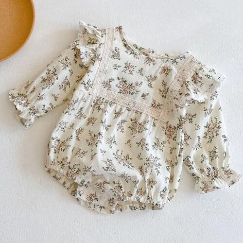 Lovely Princess Style Toddler Baby Girl Cotton Long Sleeve Flower Romper Spring Autumn Baby Girls Clothes Newborn Baby Jumpsuit