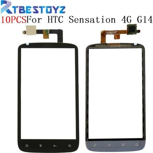 RTBESTOYZ 10PCS/Lot Black Color Touch Screen Panel Sensor Lens Glass Replacement For HTC Sensation 4G G14 Z710E