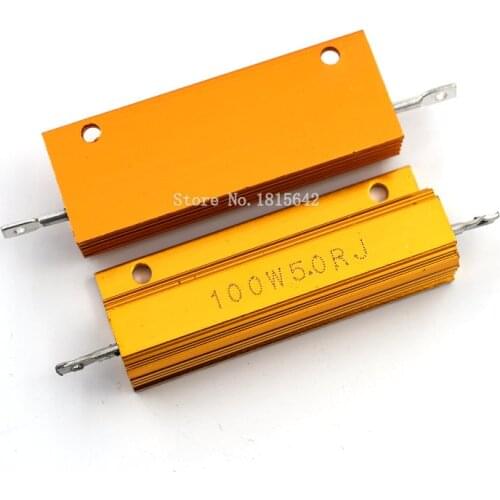 RX24 100W 5R 5RJ 100 Watt Metal Shell Aluminium Gold Resistor High Power Heatsink Resistance Golden Heat Sink Resistor 5 ohm