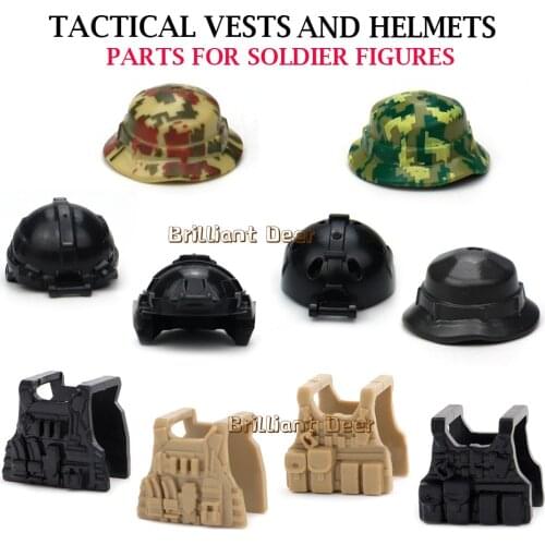 Military SWAT Team Assault Helmet Tactical Vest Weapons DIY MOC Accessories Parts for City Police Army Soldier Figures