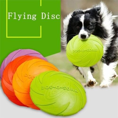 Dog Flying Discs Toy Pet Interactive Training Disk Eco Friendly Rubber Floatable UFO Resistant Bite Chew Disks Dog Accessories