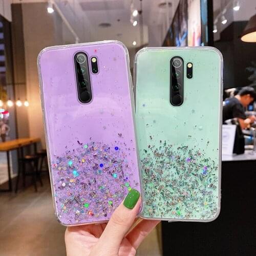 Ultra-thin Bling Glitter Silicone Phone Case For Xiaomi Redmi Note 9 8 7 Mi 11 10 9 T Lite Pro Luxury Sequins Transparent Cover