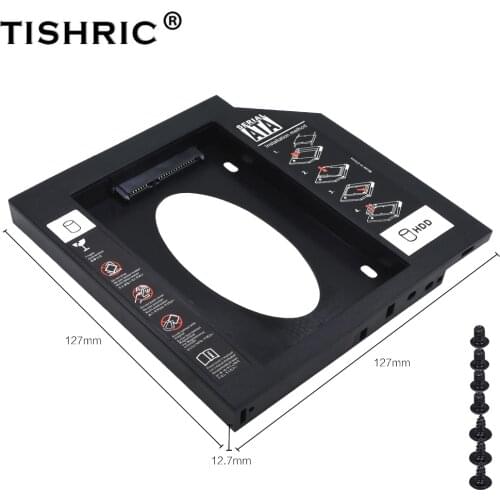Universal Tishric All Plastic 2.5" 2nd Hdd Caddy 12.7mm SATA 3.0 Adapter Hard Disk Enclosure For Laptop Optibay CD-ROM DVD-ROM