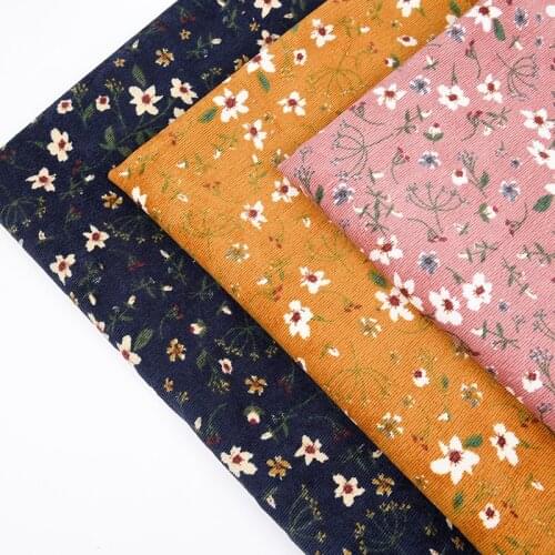 Corduroy fabric dress Polyester Small floral printed cloth wick velvet fabric Womens clothing skirt DIY Handmade sewingCorduroy