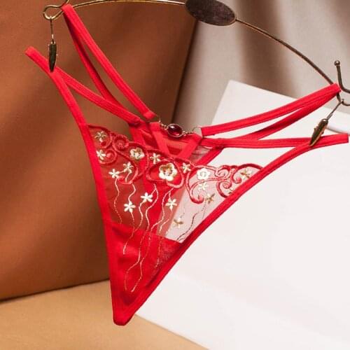 Voplidia Womens Panties Underwear Women Plus Size Sexy Lace Lingerie Panty Thongs G String Tanga T-back Seamless String Female