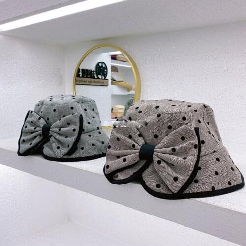 Korean Fashion Polka Dot Split Fisherman Hats For Women Female Early Autumn New Style Basin Hat Warm Casual Bucket Hat Cape