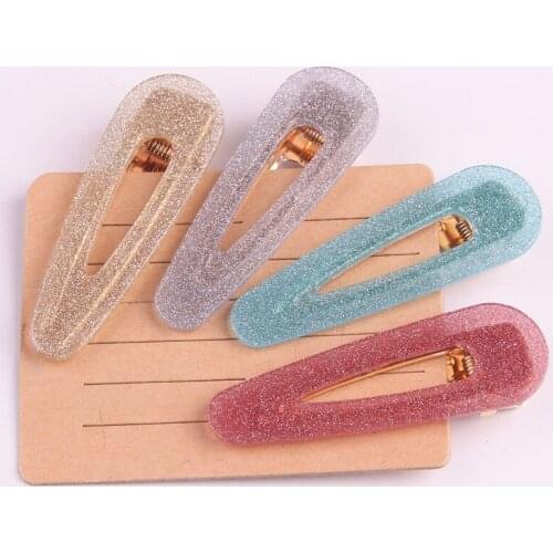 1PCS New Women Girl Korea Hollow Geometric Waterdrop Acrylic Hair Clips Shiny Tinfoil Sequins Hairpin Hair Accessories Barrette