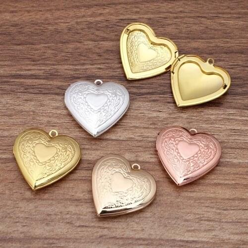 10 PCS 28mm Metal Brass Heart Locket Pendant Can Open Photo Locket Pendant DIY Necklace Pendant Wholesale