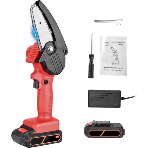 550W Mini Chainsaw 4Inch Cordless Electric ChainsawPortable Handheld Electric Saw For Tree Branch Wood Cutter (Red 24V Chainsaw)