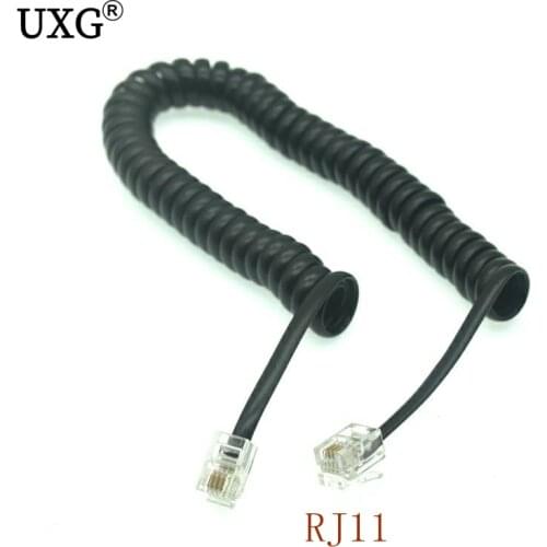 6.5ft Male RJ11 to RJ11 Telephone Handset Extension Coil Cable Cord Line Wire Lead Telephone Extension Cord Line Cable Black