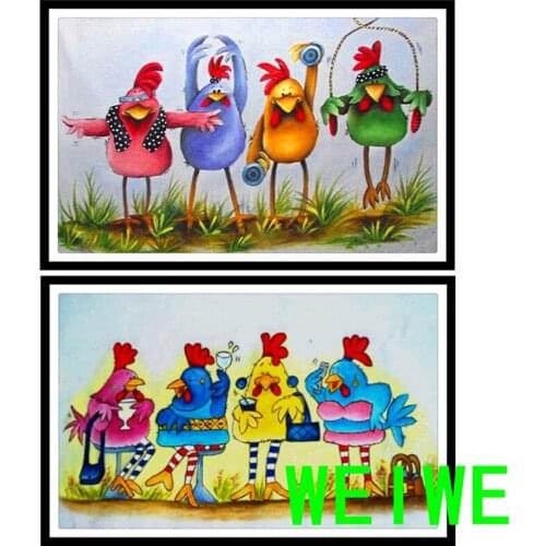 5D DIY Diamonds painting Animal Four lovely chickens Diamond Embroidery Full Square Diamonds Cross Stitch Mosaic Home Decor Gift