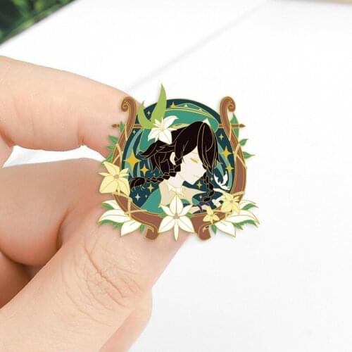 Anime Genshin Impact Venti Metal Cartoon Pendant Toys Metal Badge Brooch Pins Decor Cosplay