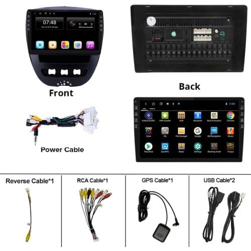 Android 9.0 10-inch Car Multimedia Player GPS Navigation Stereo Radio for 2005-2014 Peugeot 107 Toyota Aygo Citroen C1