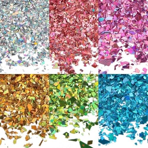 6pcs Laser Silver Nail Art Glitter Flakes Holographic Irregular Sequins For Manicure Decorations Sparkly Paillette Nail Supplies