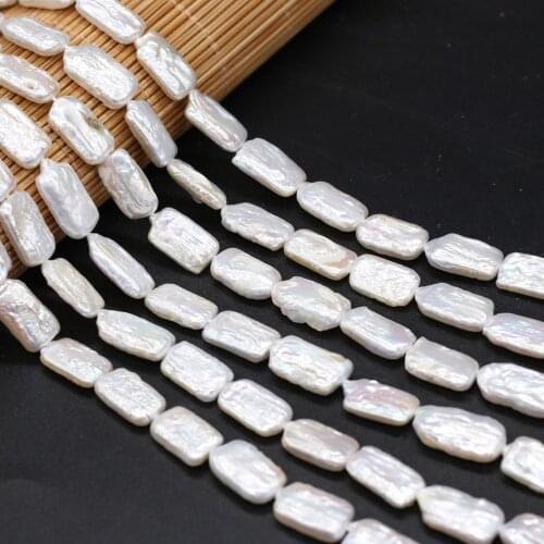 Natural Freshwater Pearl Beads For DIY Jewelry Making Necklaces Bracelets And Earrings White Baroque Rectangle 8x17-9x18mm 36cm