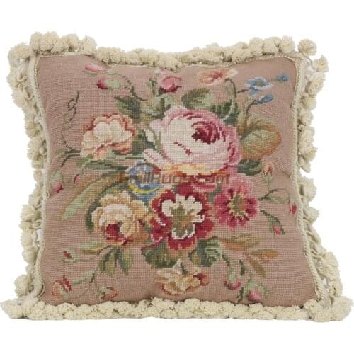 Chinese Needlepoint Wool Cushion Hand Woven Wool Varies New Zealand European Luxury Cushion Square Sofa Chair Decor Needlepoint