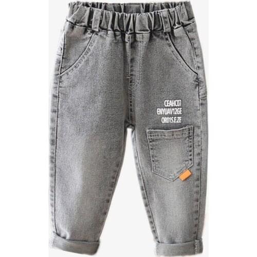 2020 Hot sale Kids boys fashion good quality jeans children new casual letters print patchwork denim pants for boys 2-7 years