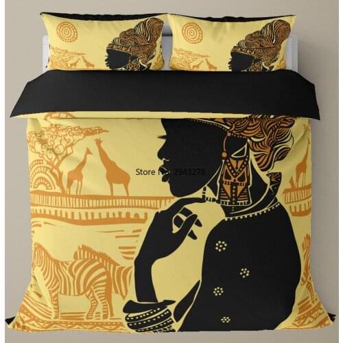 Egyptian African Women 3D Printed Bedding Set Elephant Duvet Cover Bed Linen King Queen Size Home Decor Bedclothes Pillowcase