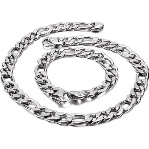 European and American jewelry mens flat side NK necklace personality big gold chain bracelet