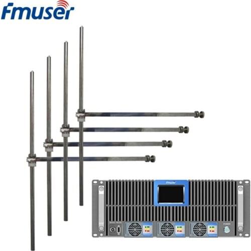 FMUSER FSN-5000T 5000Watt FM Broadcast Radio Transmitter+4Bay Professional FM Dipole Antenna+80m Cable Set For FM Radio Station