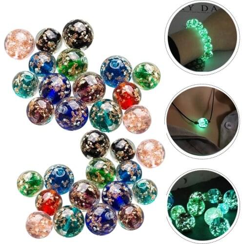 10/5pcs 8mm Round Luminated Flower Glass Loose Beads Luminous Lampwork Crystal Beads Handmade Crystal DIY Beads Jewelry Makings