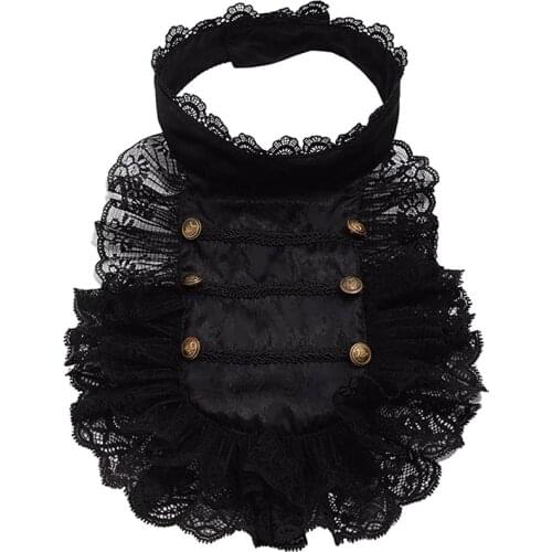 Lolita lace false collar removable Victorian black pleated steampunk collar dramatic costume accessories role-playing