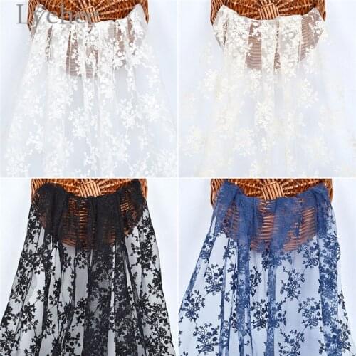 Lychee 91cmx130cm Guipure Embroidered Lace Fabric Flower Pattern Sewing Mesh Fabric DIY Evening Dress Materials