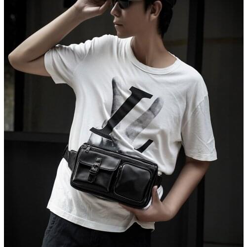 REJS LANGT Fashion Waist Bag Men High Quality Pu Leather Crossbody Bags Multifunction Sport Chest Bag Black Belt Bags SAC