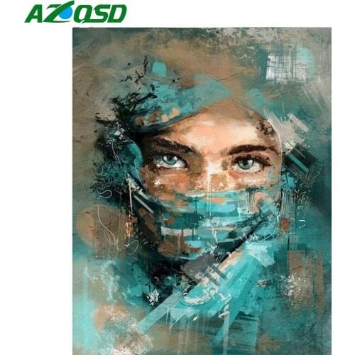AZQSD Paint By Number Woman Drawing On Canvas DIY Frame Coloring By Numbers Portrait Kits Modern Wall Art Gifts