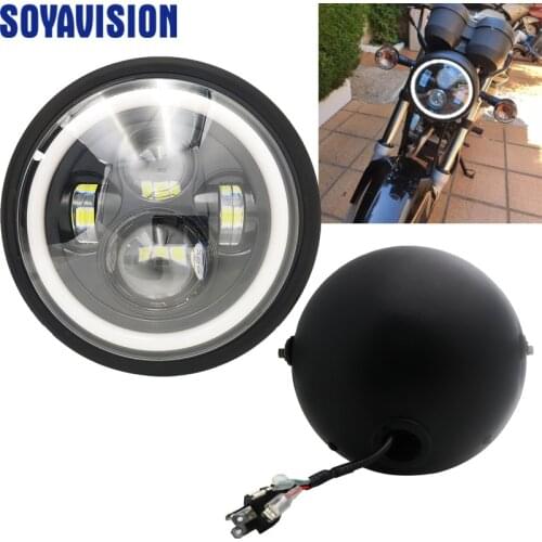 7 Inch DOT SAE E9 Motorcycle Headlamp with angle eye Led Headlight 7inch housing bucket trim ring For BMW Honda kawasaki Harley