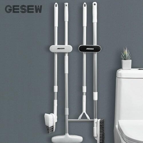 GESEW Wall-mount Mop Holder Household Storage Tools Punch-free Mop Rack For Kitchen And Bathroom Organizer Bathroom Accessories