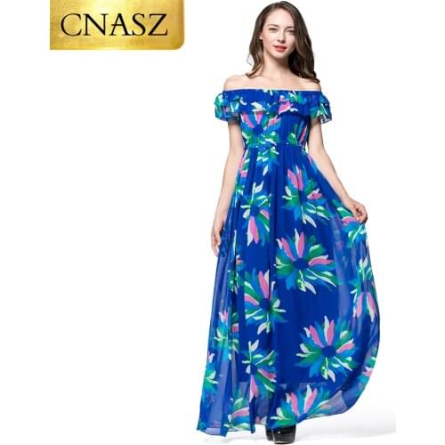 2019 New Summer Chiffon Beach Dress For Women Maxi Empire Straight Sexy Backless bohemian Clothes