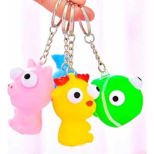 New Funny toy Cute Cartoon Animal Design Squeezing Key Chain Spoof Decompression Plaything Childrens Toy Pendants Cultivating