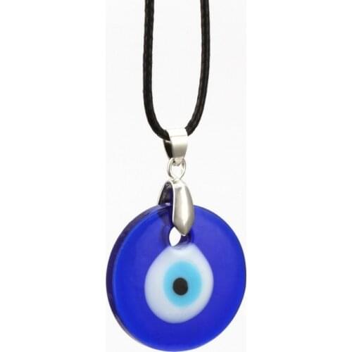 New Fashion Unique Evil Eyes Pendant Choker Necklace Simple Blue Glass Leather Rope Chain Necklaces for Women Men Jewelry Gifts