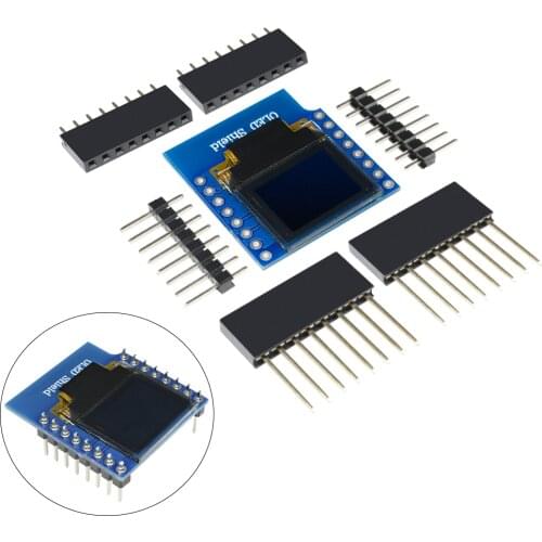 For WeMos D1 MINI IOT 0.66 Inch OLED Module Board 64x48 Pixels Screen for 3.3V I/O Driver IC SSD1306 IIC I2C Interface 0x3C/0x3D
